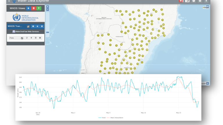 A tablet screen showing a map of argentina.