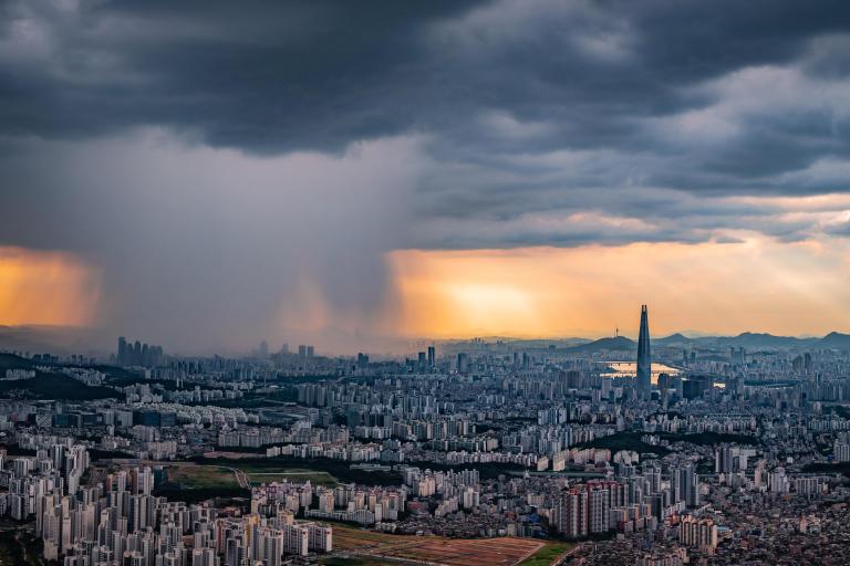 Rainy sky on a city