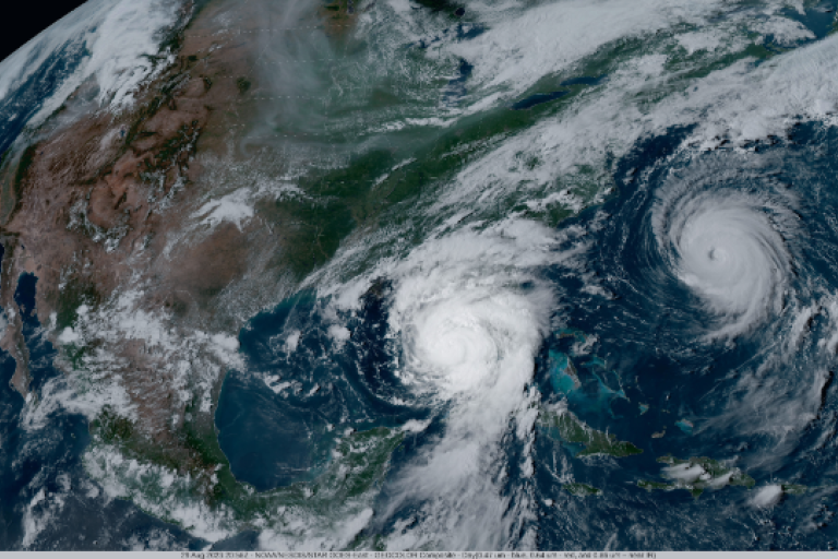 Nasa satellite image of hurricane katrina.