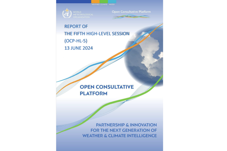 Cover page of the World Meteorological Organization's report on the fifth high-level session of the Open Consultative Platform, dated 13 June 2024.