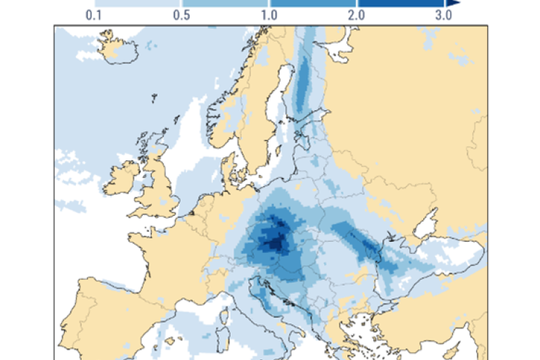 European map with blue darkened markings