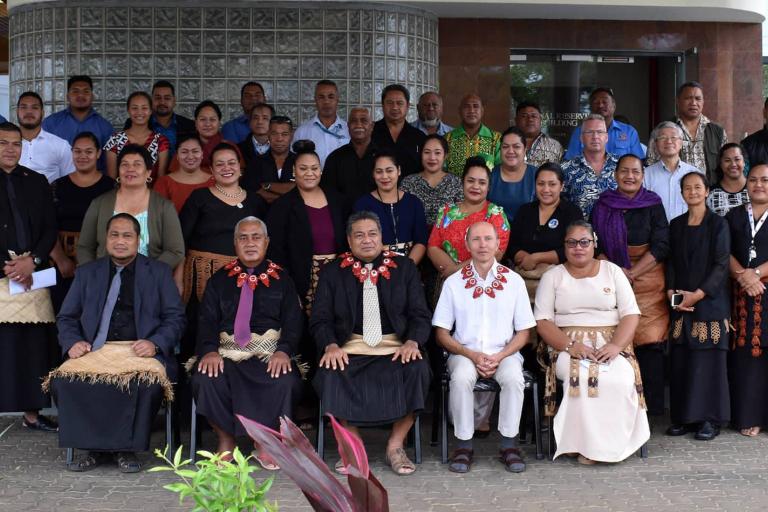 Minister for MEIDECC Honorable Poasi Mataele Tei and Participants of the Users Climate Outlook Forum