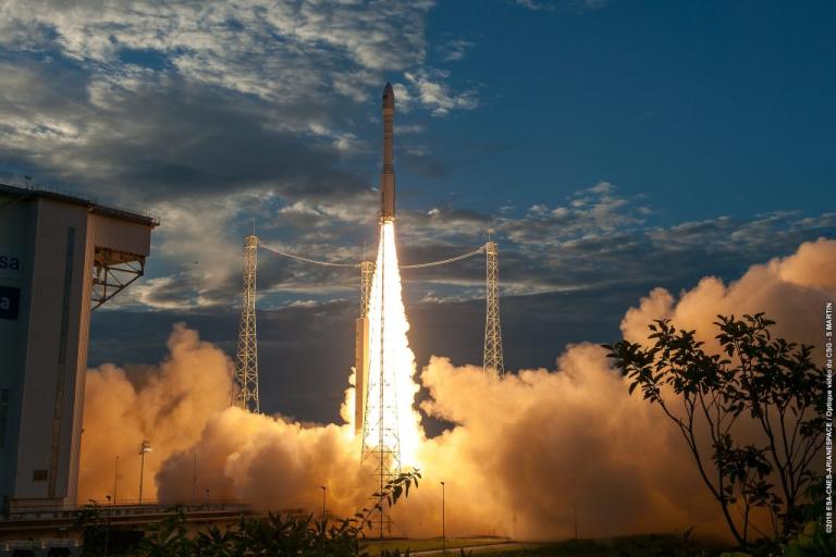 Aeolus heads for orbit. (ESA/CNES/Arianespace)