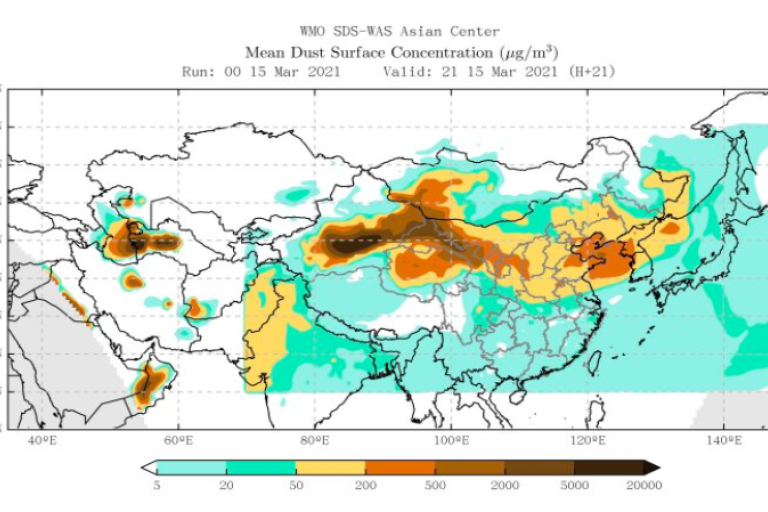 Sand and dust storm hits Asia 15.3.2021