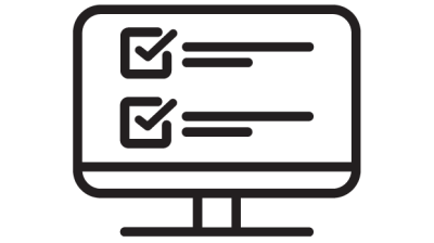 Illustration of a computer monitor displaying two checklists, each with a checkmark, symbolizing completed tasks or items on a list.