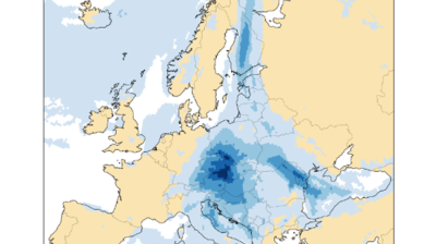 European map with blue darkened markings