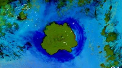 Multi-channel Composite Image of the Tonga Volcanic Eruption Captured by FY-3E (MERSI), at 6:00 p.m. on January 15, 2022, Tonga Time 