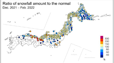 Japan climate conditions in winter 2021/22