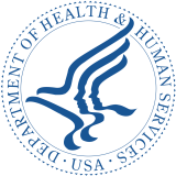 The department of health and human services logo.
