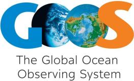 GOOS logo with the letters "O" featuring an image of Earth, and the text "The Global Ocean Observing System" below in black font.