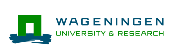 Wageningen University & Research logo featuring a green abstract arch symbol and the institution name in blue and green text on a white background.