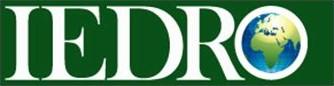 IEDRO logo with white letters on a green background; the letter "O" is depicted as a globe showing Africa and parts of Europe and the Middle East.