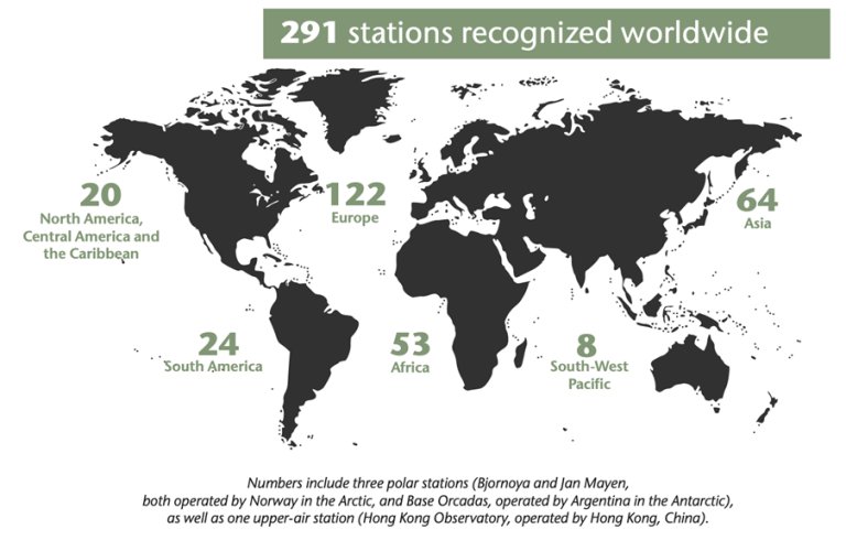 Map about 291 stations recognized worldwide