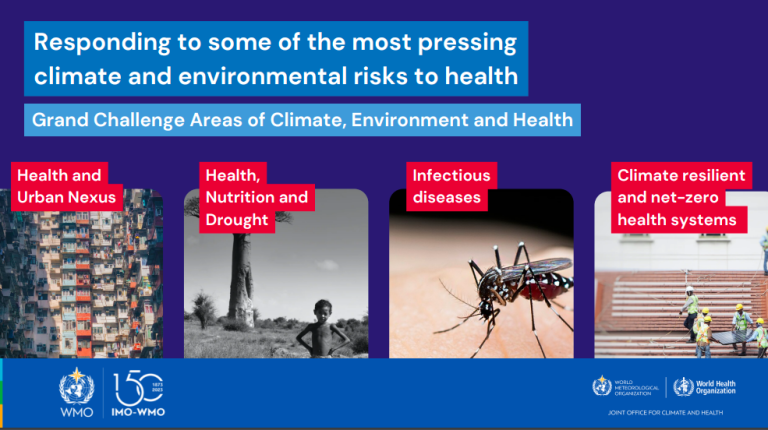 Grand challenge areas of climate, environment and health