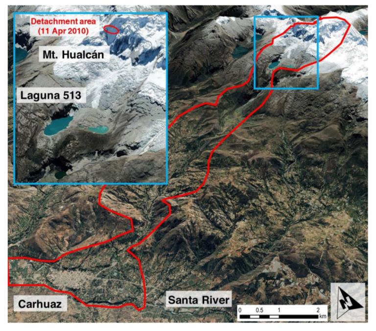 Overview map of Lake 513 and Carhuaz