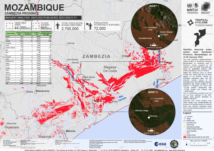 A map showing the locations of mozambique.