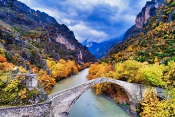 A bridge over a river.