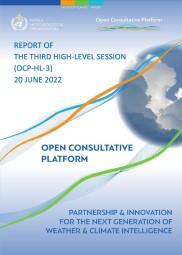 Cover of a report titled "Report of the Third High-Level Session (OCP-HL-3) 20 June 2022" by the World Meteorological Organization. Image includes a globe with colored lines.
