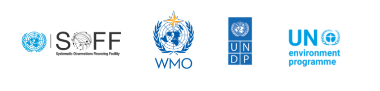 Logos of the United Nations, Systematic Observations Financing Facility (SOFF), World Meteorological Organization (WMO), UNDP, and UN Environment Programme.