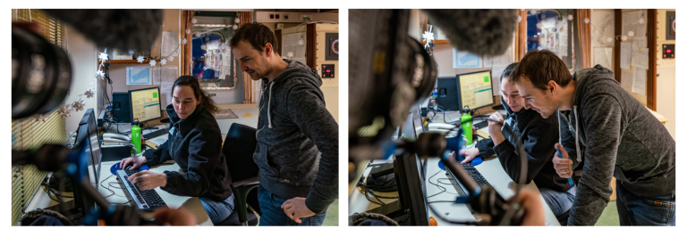 Changeover in the weather station office: meteorologist Julia Wenzel (DWD) hands over control to Robert Hausen (02 March).