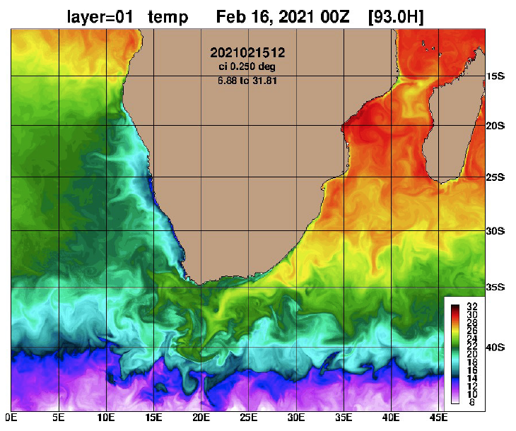 GOFS forecast sea surface temperature, Day 7-1/2