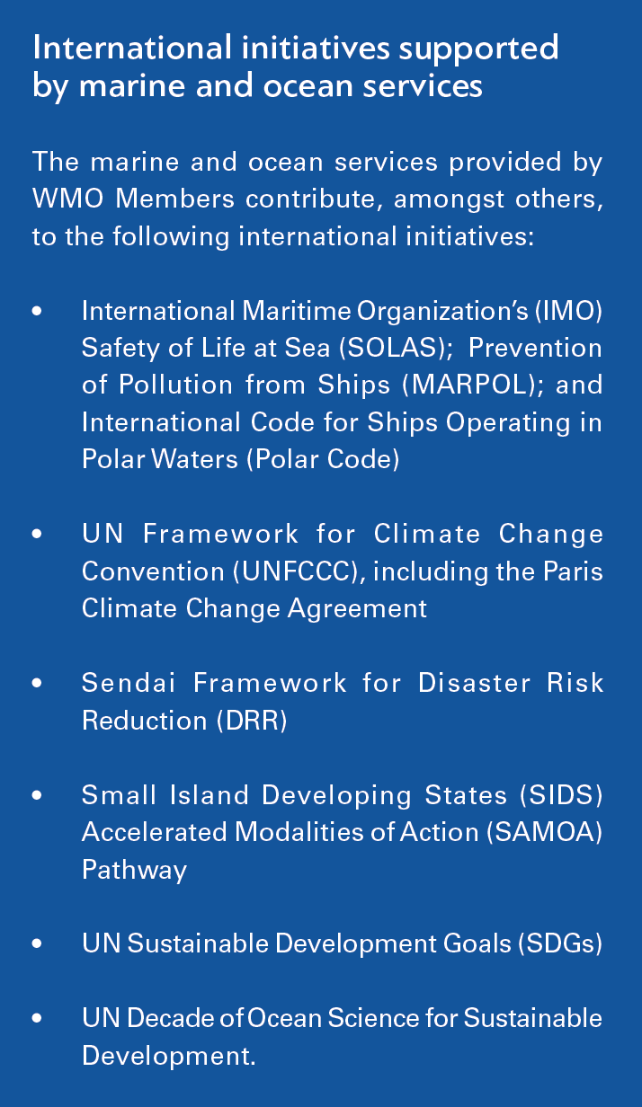 International initiatives supported by marine and ocean services