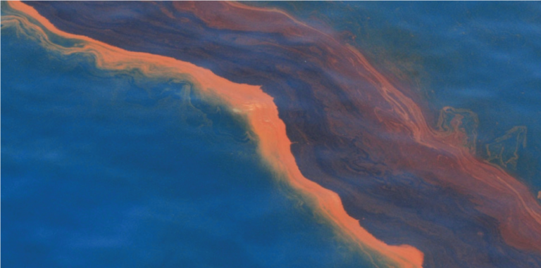 Oil visible on the surface of the Gulf of Mexico