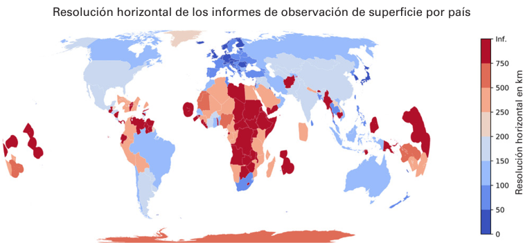 observación de superficie por país