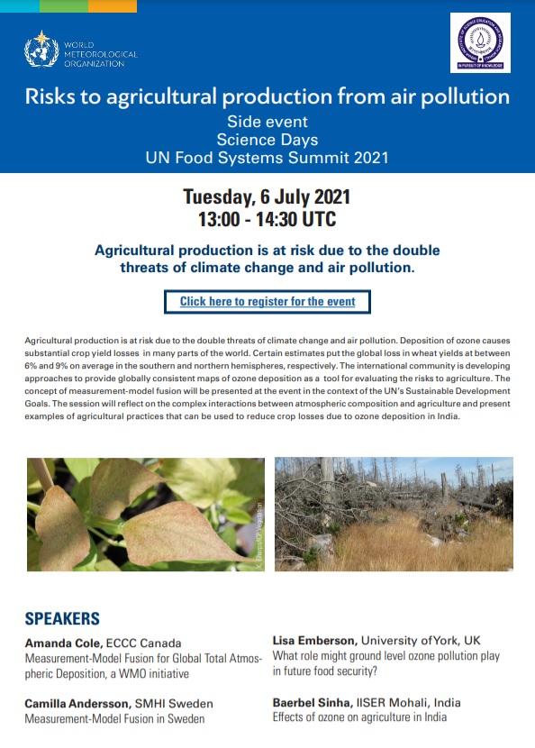 Pollution Events Risk to agricultural production from air pollution- Virtual event