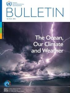 A magazine cover with a storm and clouds.