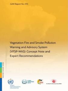 Cover page of a report titled "Vegetation Fire and Smoke Pollution Warning and Advisory System: Concept Note and Expert Recommendations," with logos of contributing organizations at the bottom.