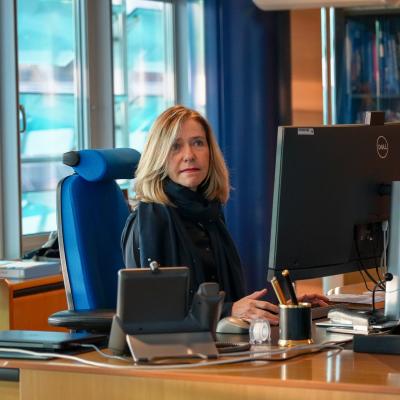 Celeste Saulo at her a desk in the SG's office
