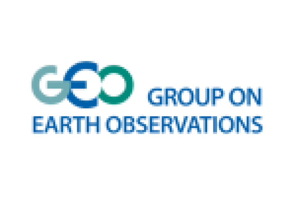 Logo of the Group on Earth Observations, featuring interlocking blue and green circles with the letters "GEO" and the text "Group on Earth Observations" in blue.